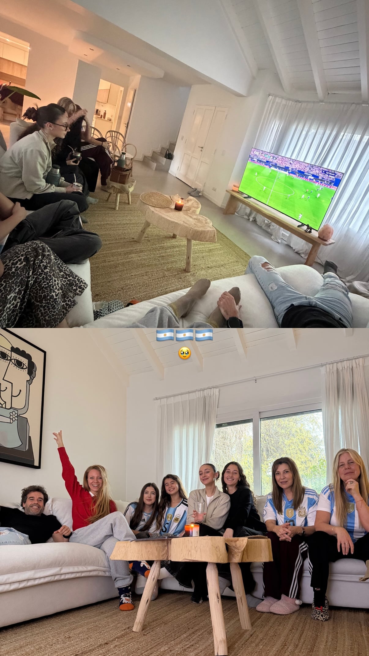 Nicolás vio el partido junto a su esposa, su hija y la familia de Rocío