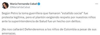 Esta fue la opinión de María Fernanda Cabal - crédito captura de pantalla X