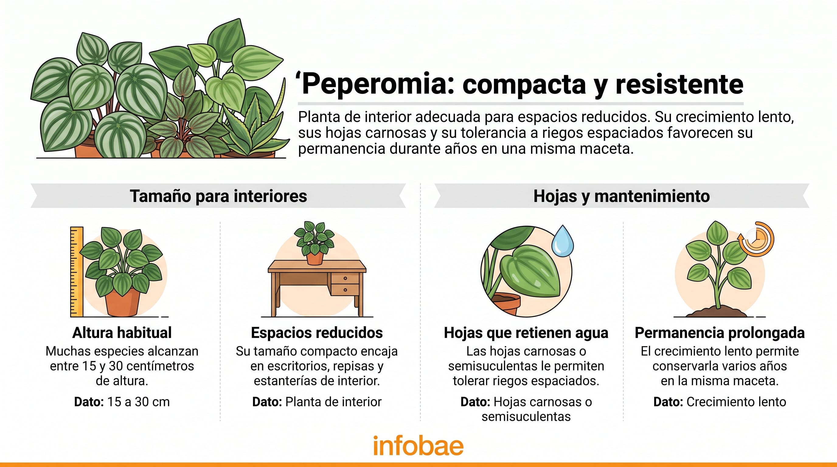 Características y cuidados de la Peperomia como planta de interior. (Imagen Ilustrativa Infobae)