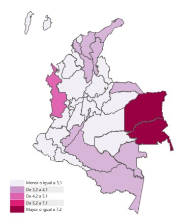 Tasa de embarazos en niñas