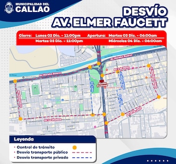 Cerrarán parcialmente la Av. Faucett