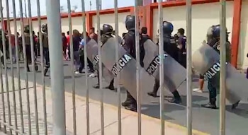 People are being escorted by