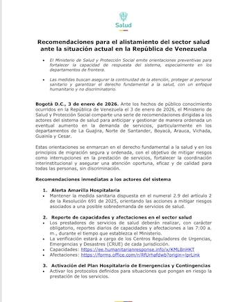 Ministerio de Salud emitió un