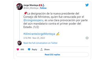 Tuit de Jorge Montoya
