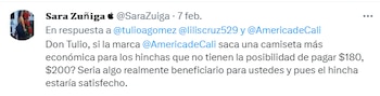 Hinchas del América cuestionan a Tulio Gómez.