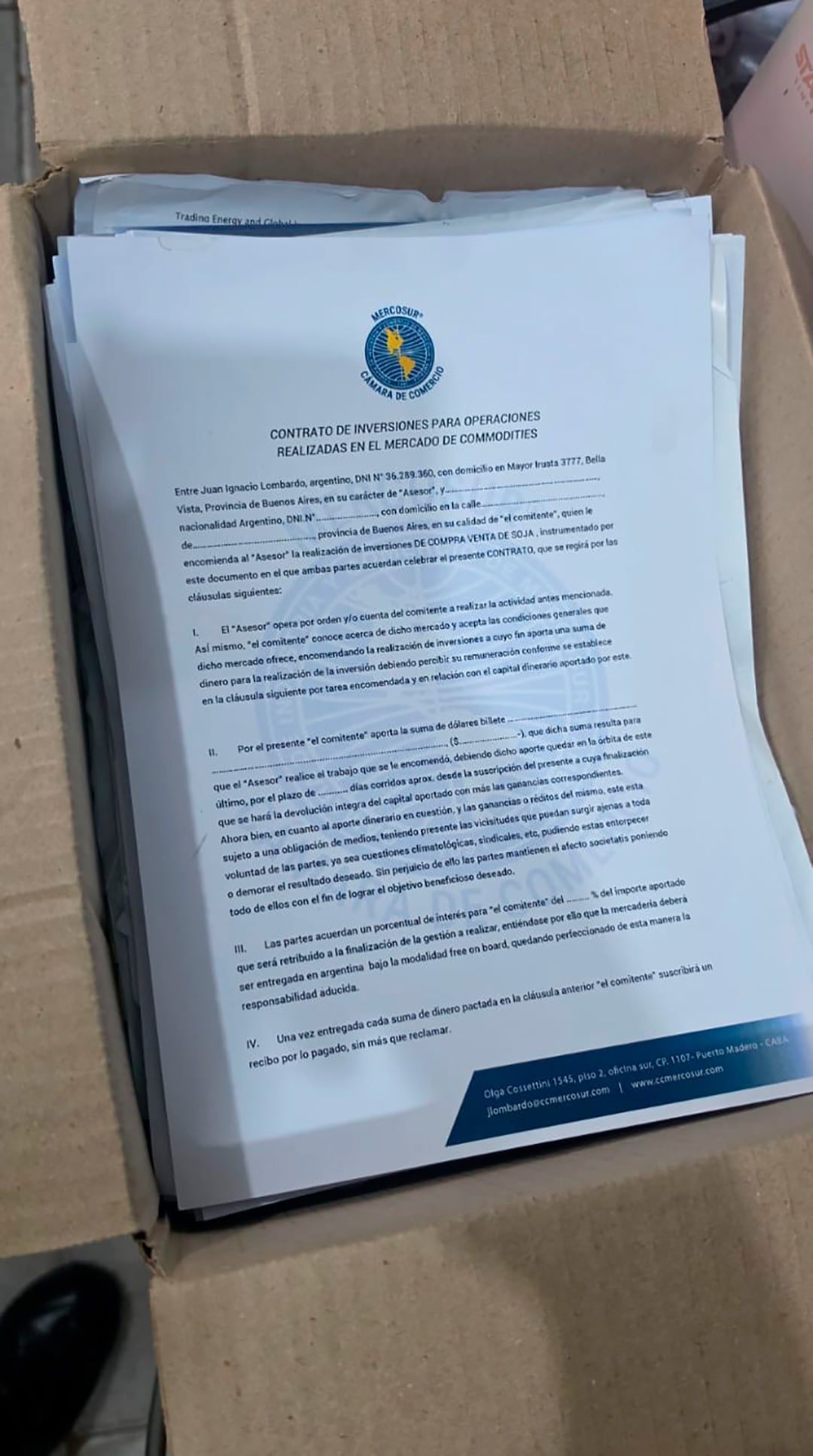 Los contratos secuestrados en las oficinas de