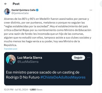 Daniel Quintero se fue en