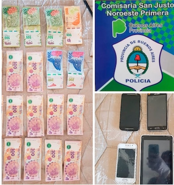 La policía bonaerense incautó varios teléfonos celulares y miles de pesos