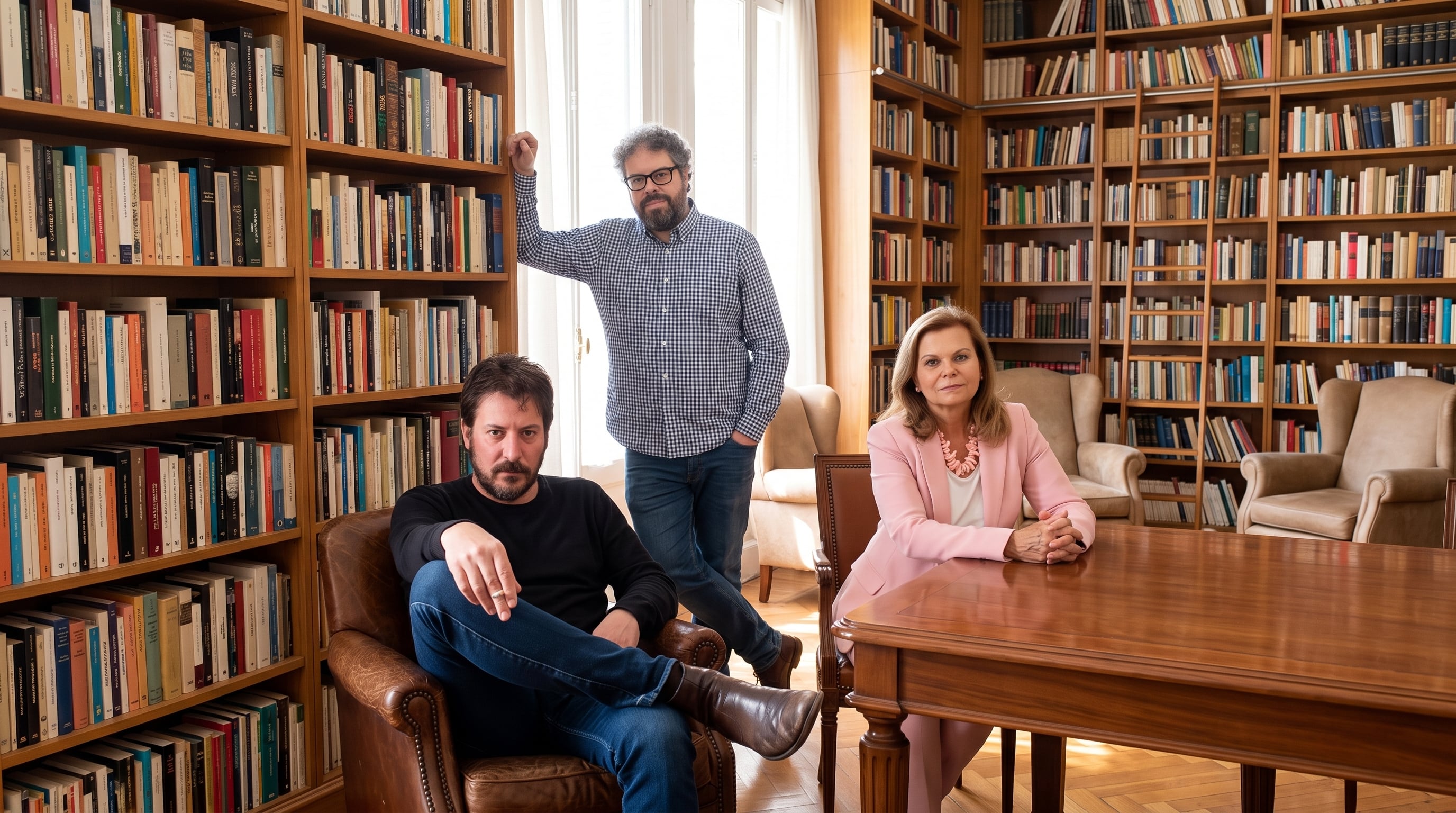 Ray Loriga, Sergio del Molino y Carme Riera en una imagen realizada con inteligencia artificial (Imagen Ilustrativa Infobae)