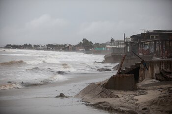 A view shows rough seas