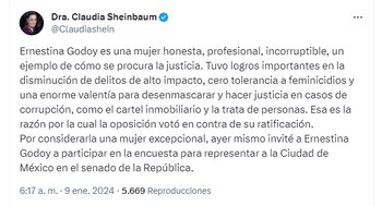 Claudia Sheinbaum invita a Ernestina