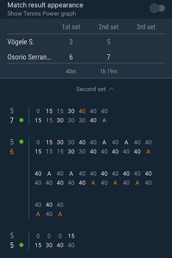 Definición del segundo set en