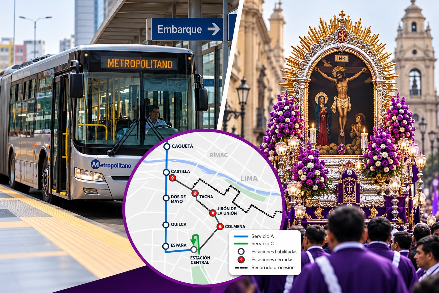 Plan de desvíos del Metropolitano por la procesión del Señor de los Milagros este 18 de octubre: así cambiará su ruta