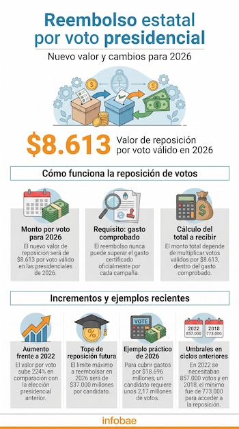 El número de candidatos aptos para la reposición y el monto a devolver a cada campaña dependerán de los resultados definitivos y del cumplimiento en la presentación de reportes y pruebas de gastos - crédito Infobae Colombia