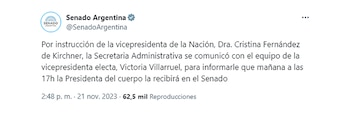 El tuit del Senado