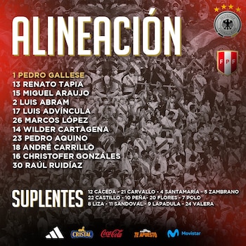 Alineación confirmada de Perú para