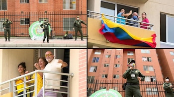 Policías colombianos visitan barrios de