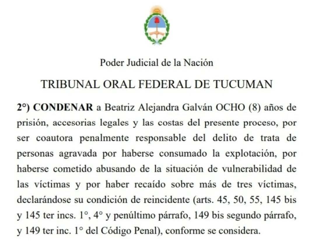 Alejandra Beatriz Galván también reconoció su culpabilidad