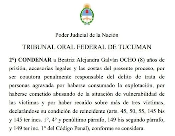 Condena por trata de personas en Tucumán