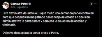 Gustavo Petro - crédito @petrogustavo/X