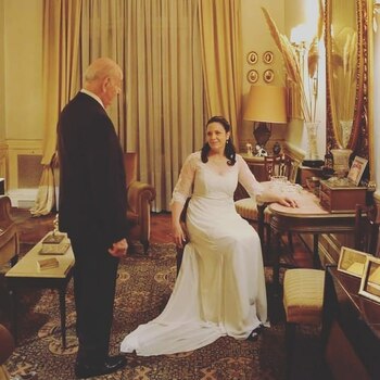 Mercedes junto a su abuelo