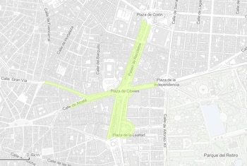 Mapa de los cortes de tráfico de Madrid