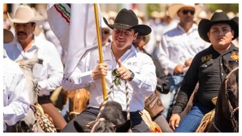 Samuel García durante la cabalgada