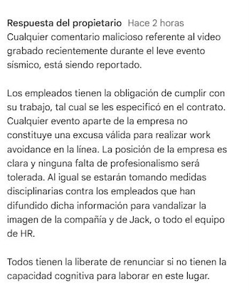 Esta fue la respuesta de la empresa que se hizo viral en redes sociales, además del video - crédito @AntonioSanguino/X