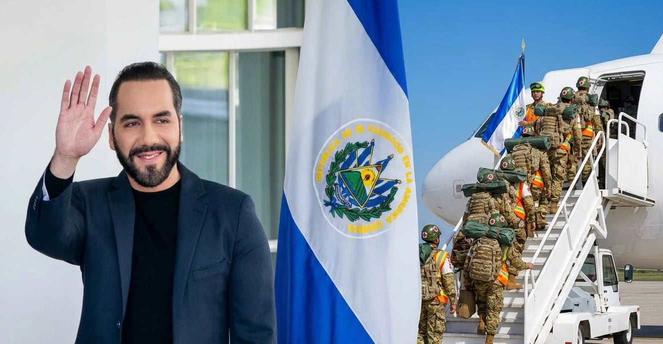 La misión de El Salvador reúne a la Fuerza Armada, Protección Civil, el Sistema de Emergencias Médicas y la Unidad Canina de Rescate del Ejército. (Visuales IA)