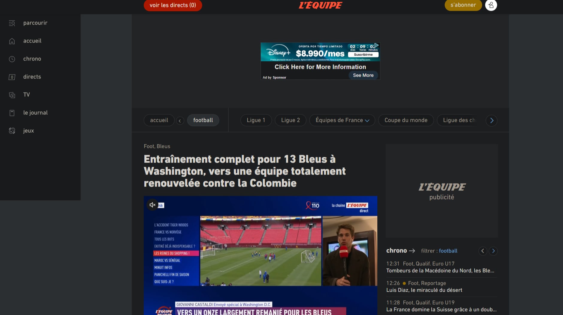 El diario deportivo más importante de Francia detalló situaciones de los entrenamientos en Washington-crédito L