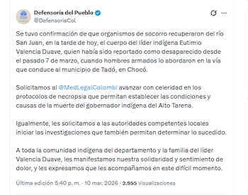 La Defensoría del Pueblo solicitó