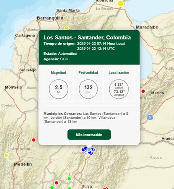 El Servicio Geológico Colombiano reportó