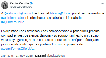 Director de la Ungrd acusó perfilamiento y critica desvinculación de Salomón Figuerón en el Fomag - crédito @CarlosCarrilloA/X