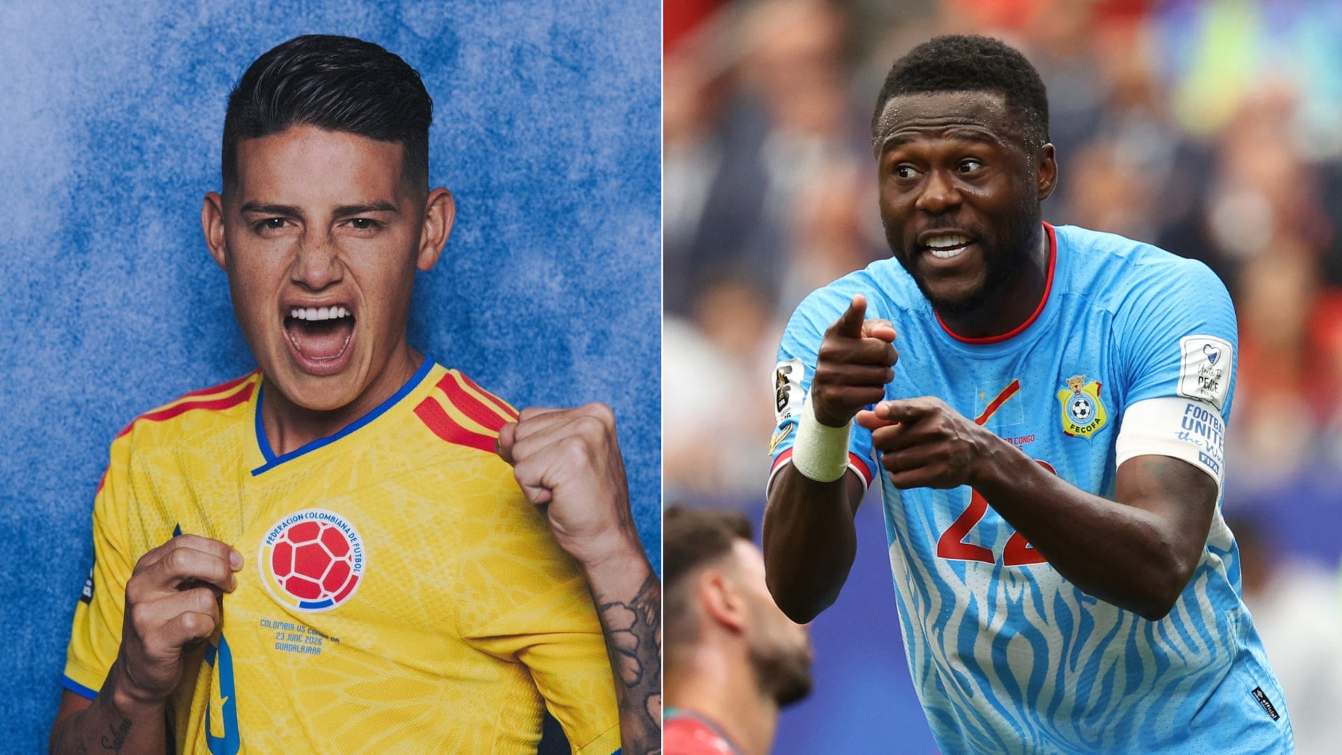 Colombia busca sumar su segunda victoria consecutiva en el Mundial 2026 y acercarse a la clasificación anticipada en un duelo exigente ante un rival que ya dio una de las sorpresas del torneo al sumar ante Portugal. - crédito Composición Infobae: X/@jamesdrodriguez / Reuters/Troy Taormina