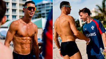 Tras su provocadora frase, Cristiano Ronaldo mostró su físico en una playa a los 41 años antes de jugar el Mundial