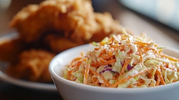 Un bowl con ensalada de