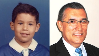 A la izquierda, Carlos de niño; a la derecha, su padre Idelmo en su juventud. (Cedida)