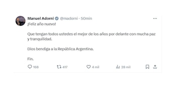 Mensaje de Manuel Adorni por Año Nuevo