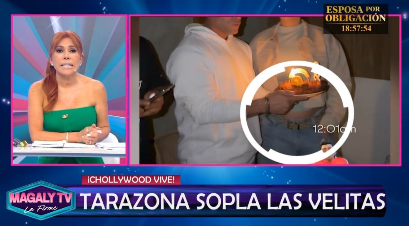Magaly cuestiona posible embarazo de Karla Tarazona por su relación con Christian Domínguez. Captura: Magaly TV La Firme.