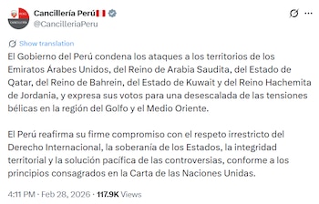 Perú rechaza ofensivas en países