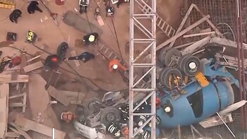 Impresionante accidente en una obra