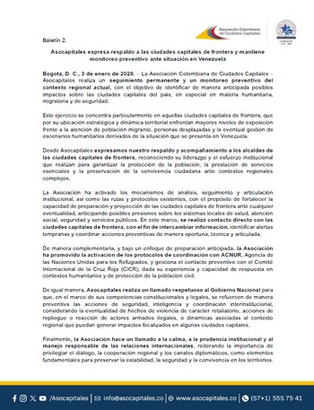 Asocapitales aseguró que cooperará con