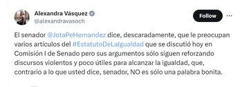 La representante Alexandra Vásquez criticó