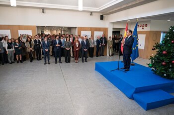 El ministro José Luis Albares, en un acto con los funcionarios del ministerio