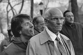 Dustin Hoffman y Laurence Olivier durante el rodaje de Marathon Man