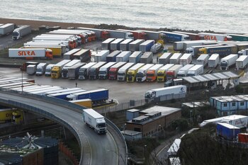Trucks parked near the Port