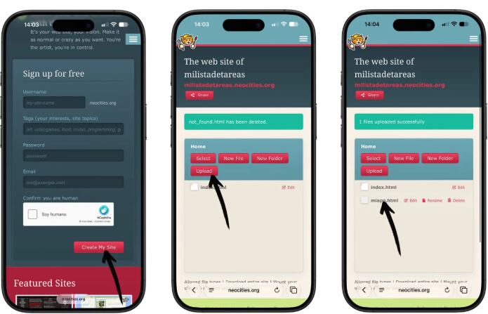 Sube el código a un servidor para empezar a probar la app vía web. (Applesfera)