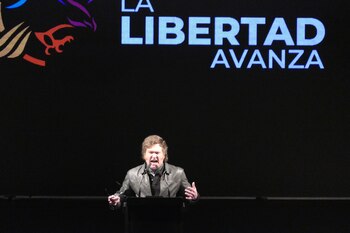 Javier Milei en un acto