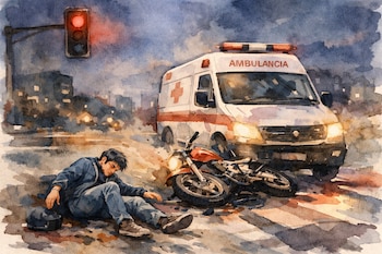 Una ambulancia del Distrito embistió a Jeisson Julián Rojas en la calle 13 con carrera 65 y, según David Saavedra, cruzó en rojo sin luces ni sirenas - crédito Imagen Ilustrativa Infobae