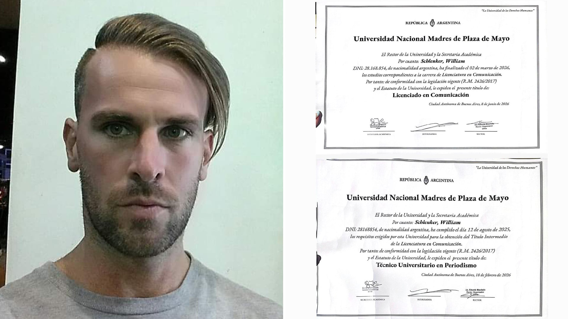 William Schlenker y el diploma